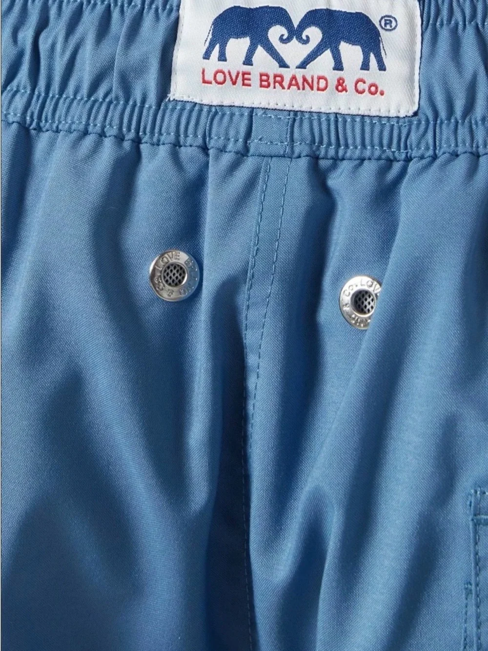 Love Brand & Co. Logo-Patch Men’s XXL Blue Drawstring Liner Swim Shorts Pockets